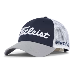 Titleist Tour Performance Mesh Golf Hat -Golf Clothing Shop 2022TourPerformanceMeshWhite Navy Gray TH22ATPM 140 01 700x700
