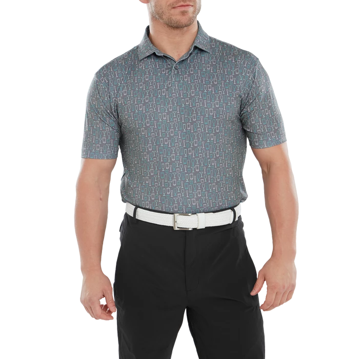 FootJoy Glass Print Lisle Men's Golf Polo Shirt 80040 2 FootJoy Glass Print Lisle Men's Golf Polo Shirt 80040 - Image 2