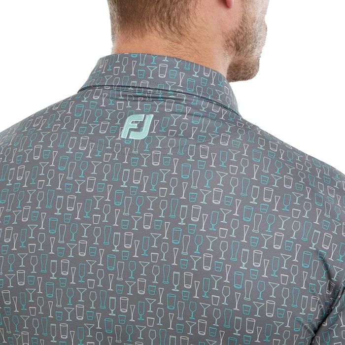 FootJoy Glass Print Lisle Men's Golf Polo Shirt 80040 5 FootJoy Glass Print Lisle Men's Golf Polo Shirt 80040 - Image 5