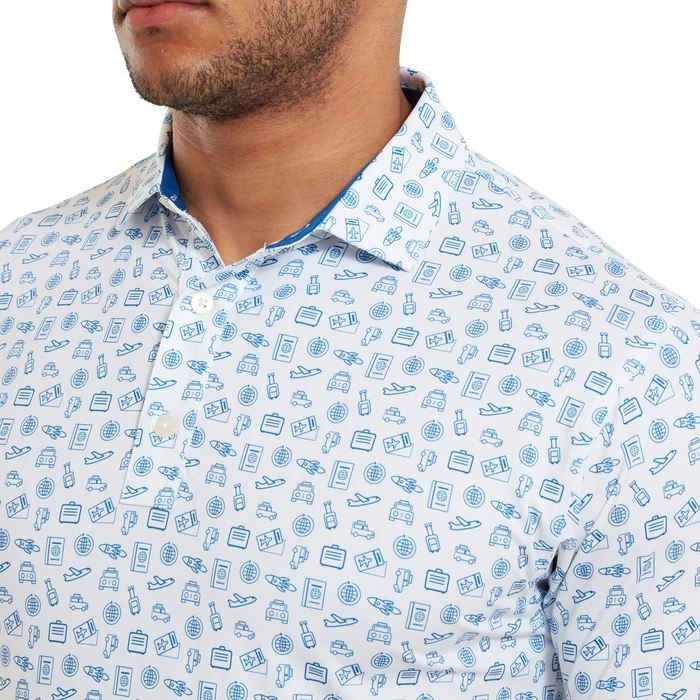 FootJoy Travel Print Lisle Men's Golf Polo Shirt 80048 5 FootJoy Travel Print Lisle Men's Golf Polo Shirt 80048 - Image 5