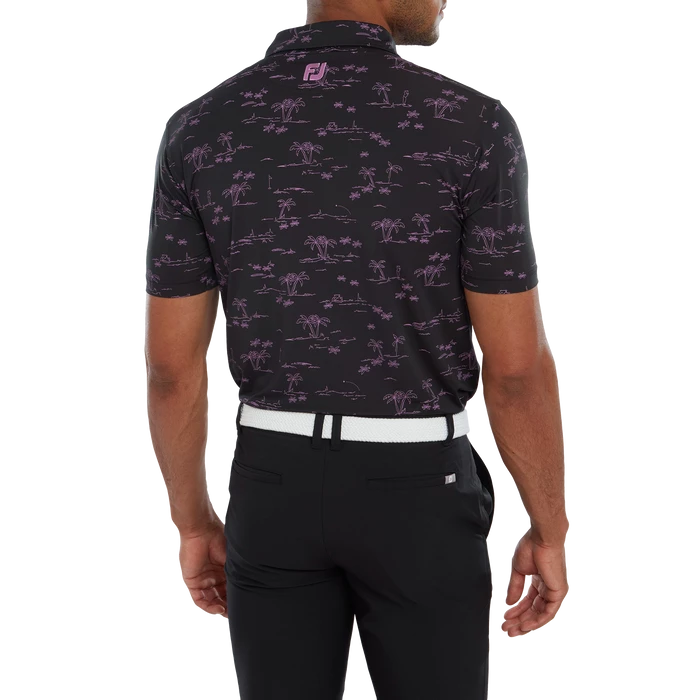 FootJoy Tropic Print Lisle Men's Golf Polo Shirt 80091 3 FootJoy Tropic Print Lisle Men's Golf Polo Shirt 80091 - Image 3