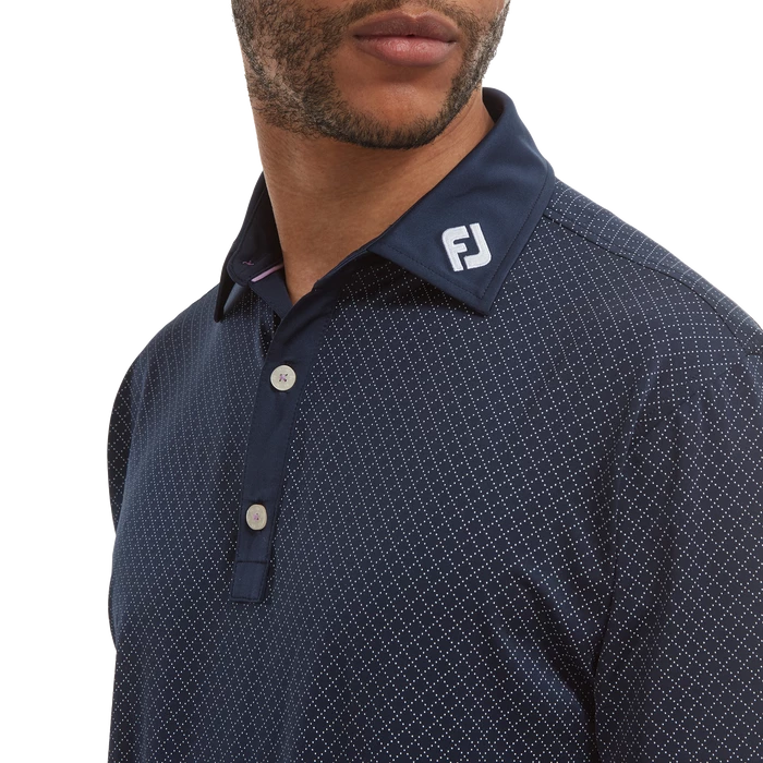 FootJoy Diamond Dot Print Lisle Golf Shirt 88364 5 FootJoy Diamond Dot Print Lisle Golf Shirt 88364 - Image 5