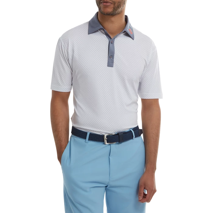 FootJoy Diamond Dot Print Lisle Golf Shirt 88365 2 FootJoy Diamond Dot Print Lisle Golf Shirt 88365 - Image 2