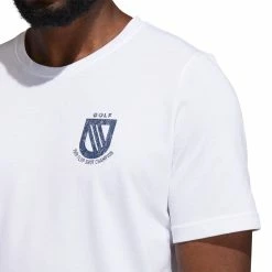 Adidas Championship T-Shirt -Golf Clothing Shop GM0086 APP on model detail 1 white 700x700