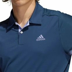 Adidas Statement Content HEAT.RDY Polo Golf Shirt -Golf Clothing Shop GR3097 APP on model detail 1 white 700x700