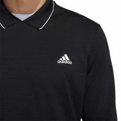Adidas Thermal Primegreen Long Sleeve Polo -Golf Clothing Shop GU2669 APP on model detail 1 white 700x700