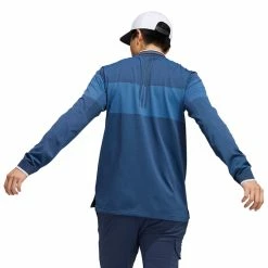 Adidas PrimeKnit Long Sleeve Polo Golf Shirt -Golf Clothing Shop GU5084 APP on model back white 700x700
