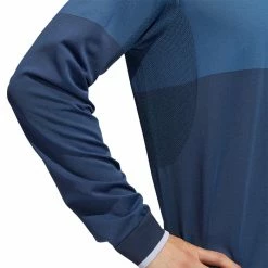 Adidas PrimeKnit Long Sleeve Polo Golf Shirt -Golf Clothing Shop GU5084 APP on model detail 1 white 700x700