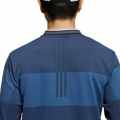 Adidas PrimeKnit Long Sleeve Polo Golf Shirt -Golf Clothing Shop GU5084 APP on model detail 2 white 700x700