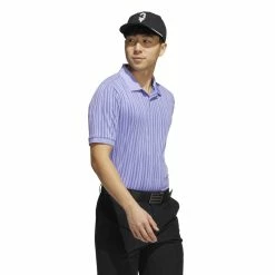 Adidas Jacquard HEAT.RDY Polo Golf Shirt -Golf Clothing Shop HE2885 6 APPAREL OnModel WalkingView white 700x700