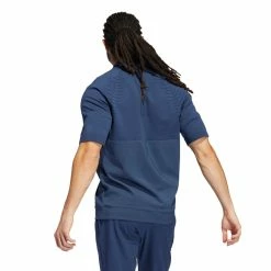 Adidas Statement Primeknit Quarter-Zip Half Sleeve Golf Pullover 9 Adidas Statement Primeknit Quarter-Zip Half Sleeve Golf Pullover -Golf Clothing Shop HE2889 5 APPAREL OnModel BackView white 700x700