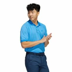 Adidas Moss Stitch Polo Golf Shirt -Golf Clothing Shop HE2895 APP on model walking white 700x700