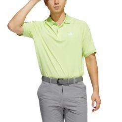 Adidas Moss Stitch Polo Golf Shirt -Golf Clothing Shop HE2896 4 APPAREL OnModel FrontView white 700x700