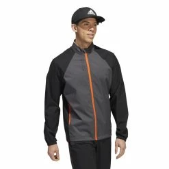 Adidas Provisional Full Zip Golf Jacket -Golf Clothing Shop HF9187 6 APPAREL OnModel WalkingView white 700x700