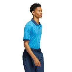 Adidas Jacquard HEAT.RDY Polo Golf Shirt -Golf Clothing Shop HG6063 APP on model walking white 700x700