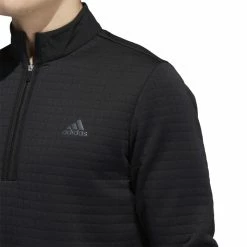 Adidas DWR Quarter Zip Neck Golf Sweatshirt -Golf Clothing Shop HM8280 7 APPAREL OnModel DetailView1 white 700x700